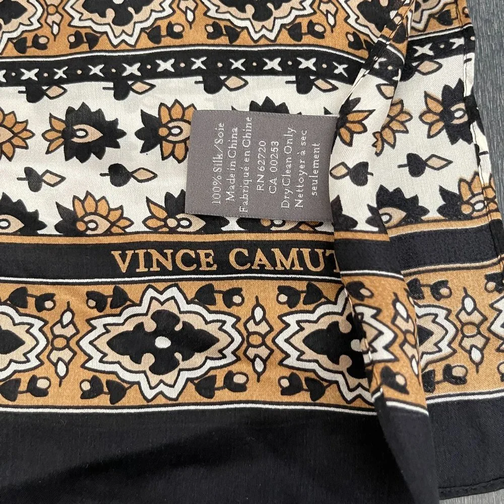 Vince Camuto Brown Silk Scarf 17 x 36 - Picture 3 of 6